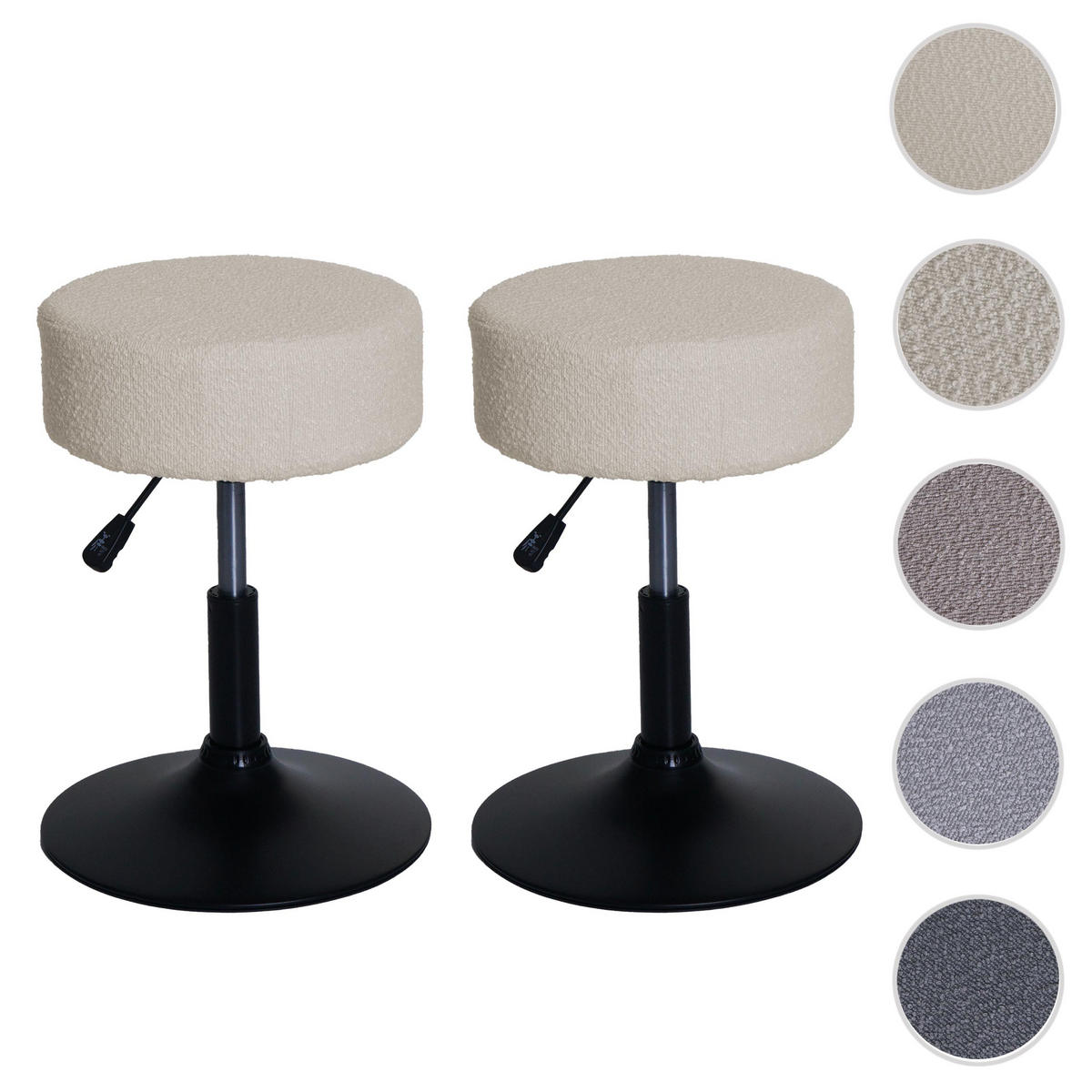 HOCKER Cremeweiß 2er-Set - Weiß, Textil (37/57/37cm) - MCW