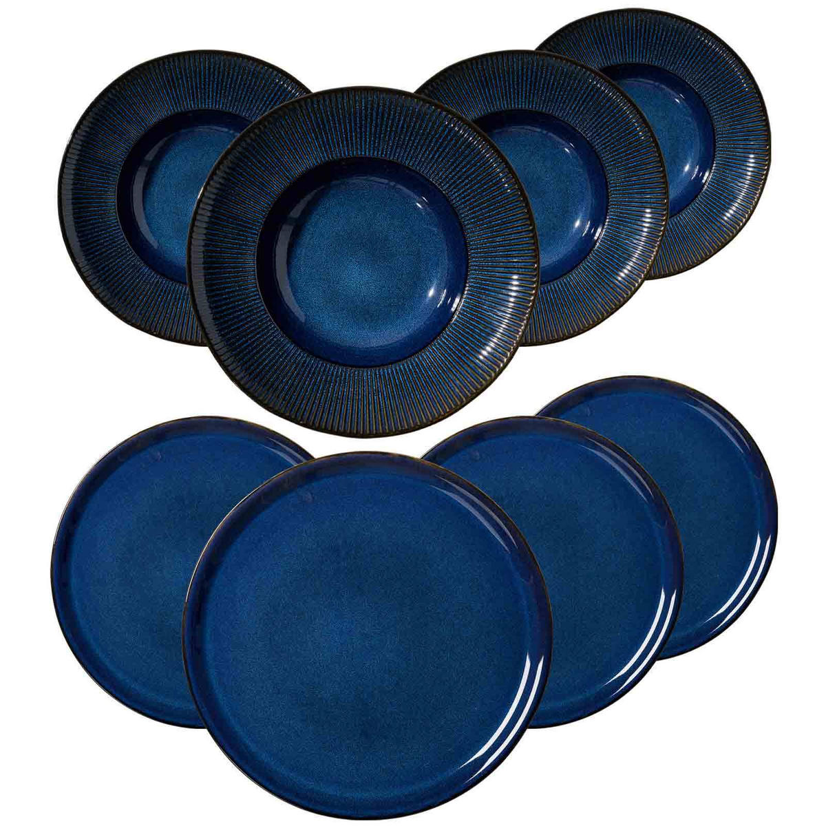 PIZZA & PASTA SET Aradeo blau 8er Set - Blau, Keramik (1/1/1cm) - Ritzenhoff Breker