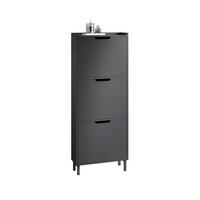 SCHUHSCHRANK Schwarz - Schwarz, Holzwerkstoff/Metall (50/129/19cm) - SoBuy
