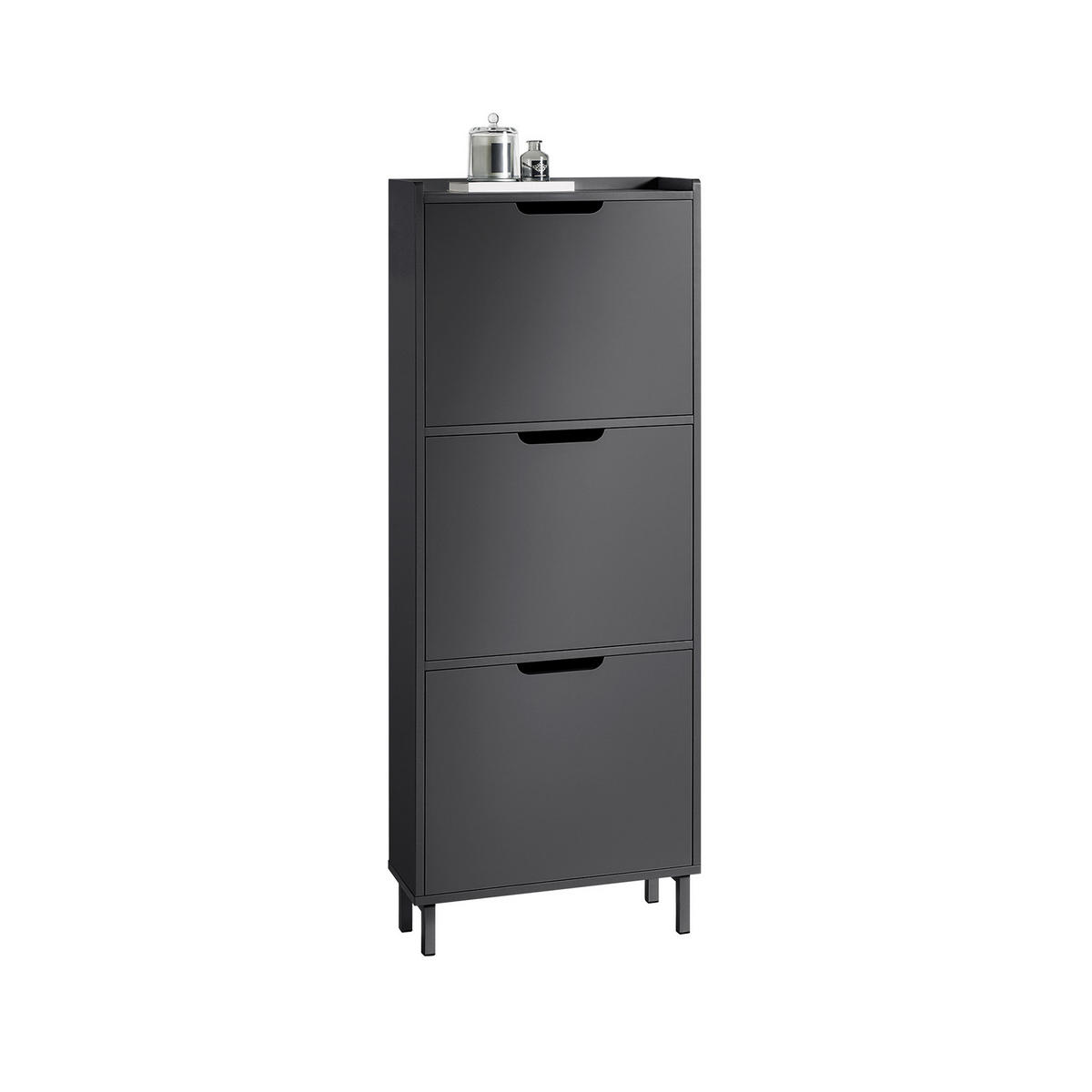 SCHUHSCHRANK Schwarz - Schwarz, Holzwerkstoff/Metall (50/129/19cm) - SoBuy