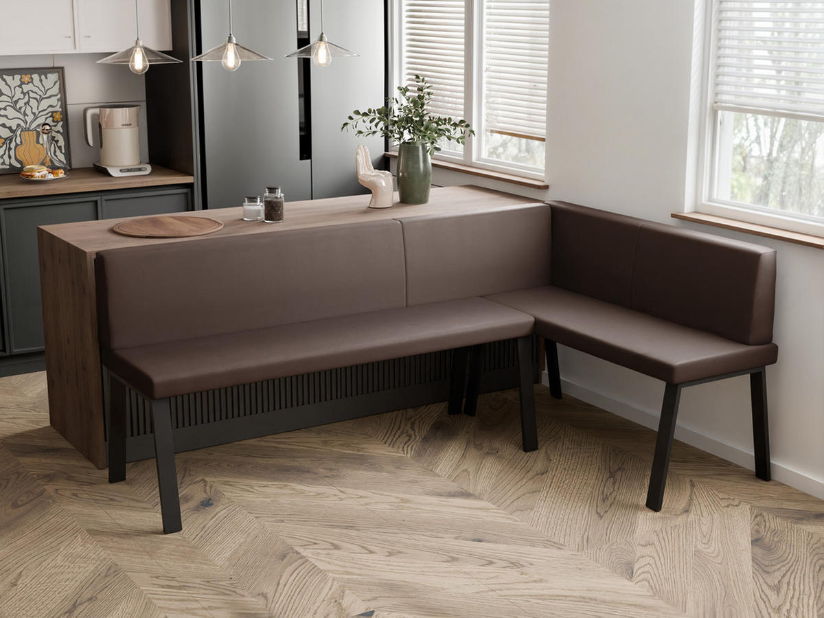 ECKBANK rechts MONO Y Kunstleder glatt, 142/196 cm Braun - Braun, Kunststoff/Textil (142/196cm) - Idohome