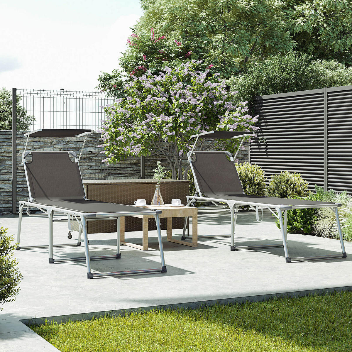 SONNENLIEGE GARTENLIEGE - Grau, Textil (200/48/65cm) - Hansiro