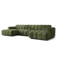 WOHNLANDSCHAFT AENIS Grün Chenille - Grün, Holz (398/85/165cm) - MASSENO