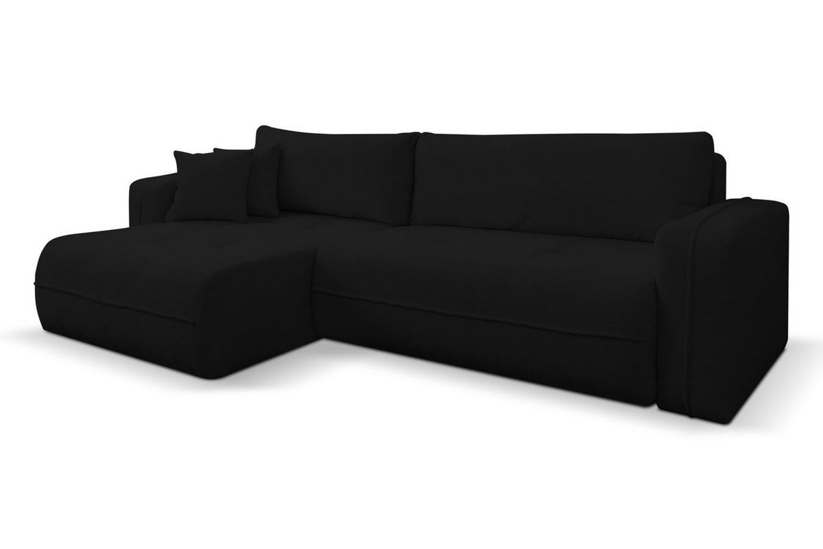 ECKSOFA CLOUD mit Schlaffunktion und Bettkasten Boucle Cloud (Schwarz) - Schwarz, Textil (276/145cm) - VENASI MÖBEL