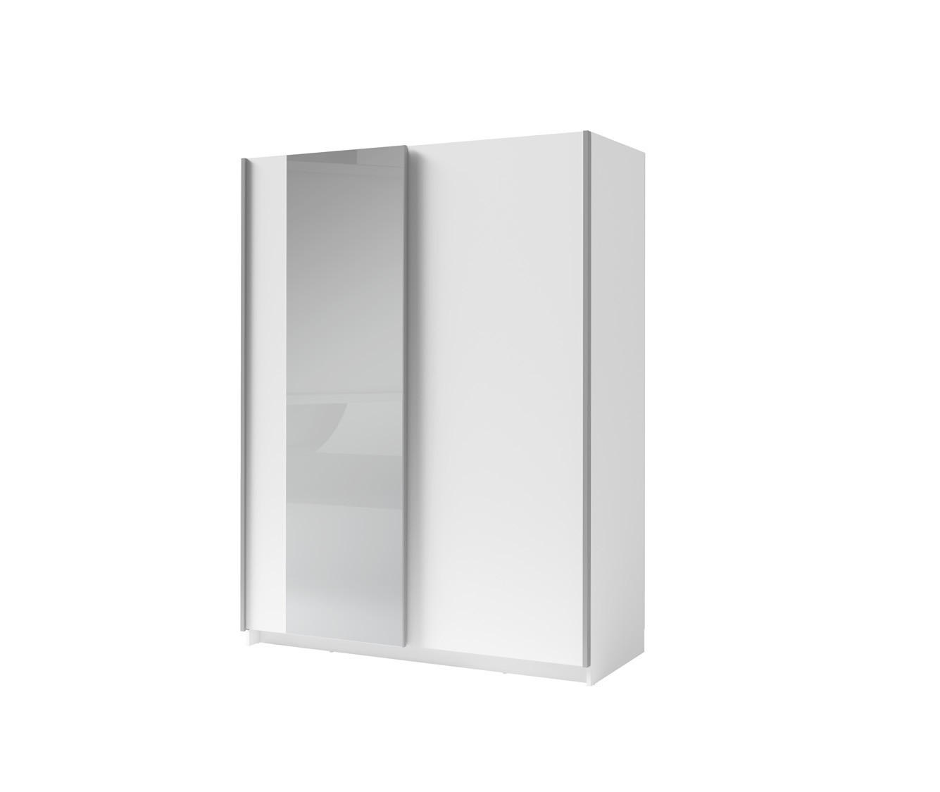 SCHWEBETÜRENSCHRANK ELRON 180,6/198,5/62cm 2-türig mit Spiegel Weiß - Weiß, Holzwerkstoff (180.6/198.5/62cm) - MASSENO