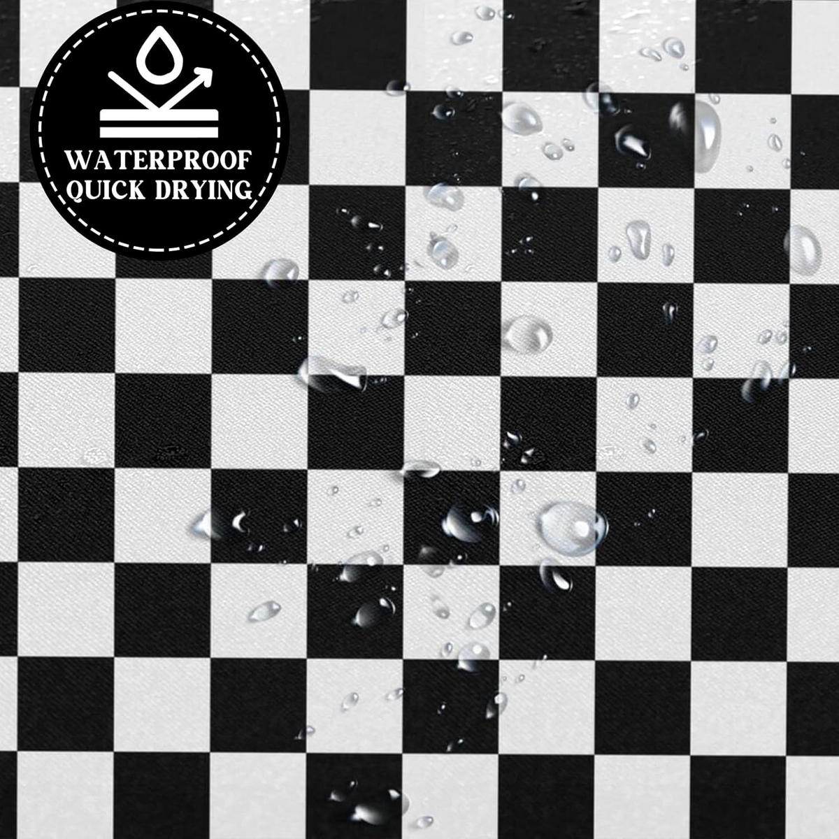 DUSCHVORHANG Schwarz Weiß Karo wasserfest schimmelresistent Haken inklusive ideal für Dusche und Badewanne - Multicolor, Textil (180/180cm) - MCBOSON