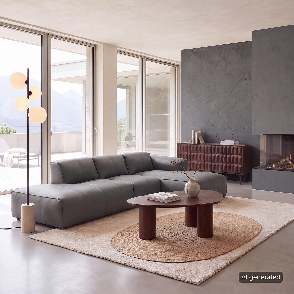 ECKSOFA mit Chaiselongue - Schwarz/Grau, Leder/Kunststoff (290/173cm) - home24