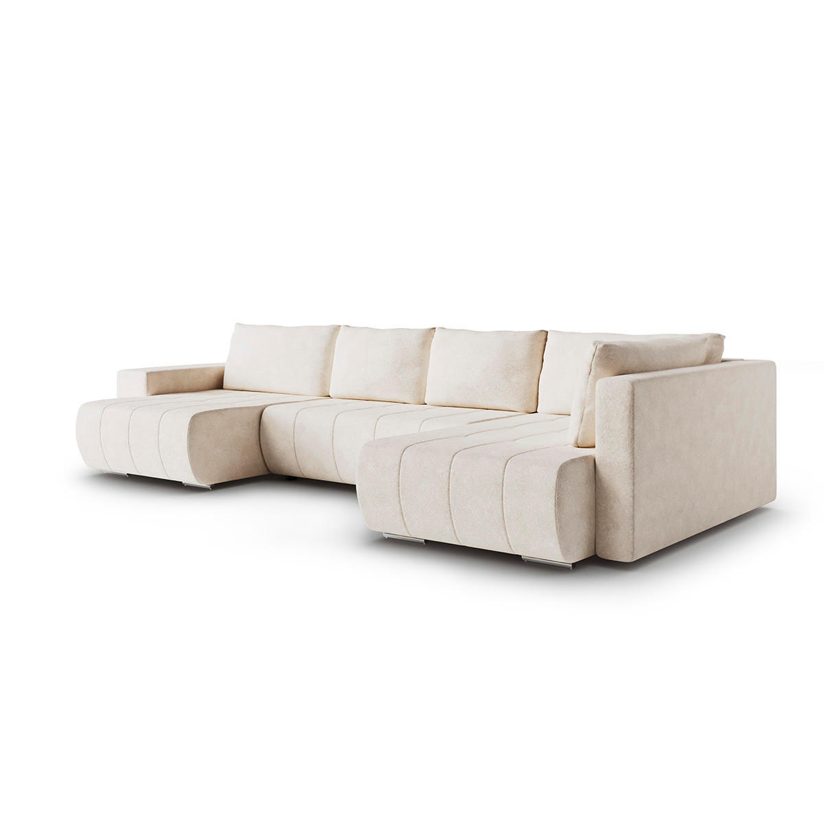PANORAMASOFA Sergio 5 Sitzplätze Beige - Beige, Holz (392/82/185cm) - Petits-meubles