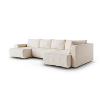 PANORAMASOFA Sergio 5 Sitzplätze Beige - Beige, Holz (392/82/185cm) - Petits-meubles