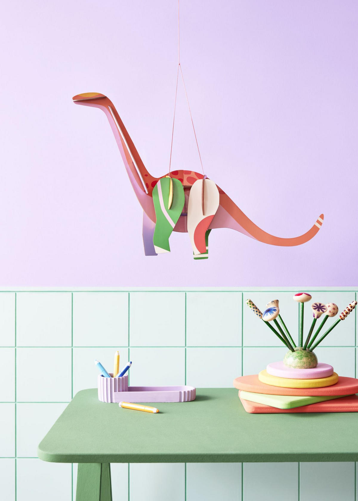 WANDSKULPTUR Bunt 14/35 cm - Multicolor, Wellpappe (14/35/57cm) - KUNSTLOFT