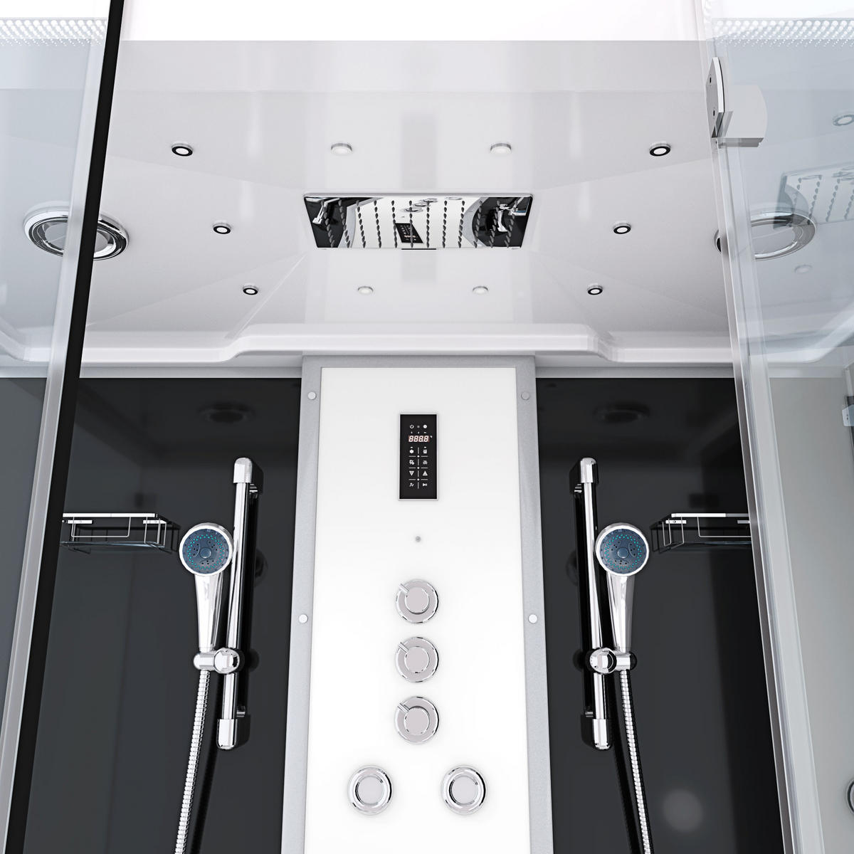 WHIRLPOOL mit Tür Dusche K88-SW-TH-C-EC-EA Duschkabine - Schwarz, Glas/Kunststoff (100/228/180cm) - AcquaVapore by Sandra Jentho