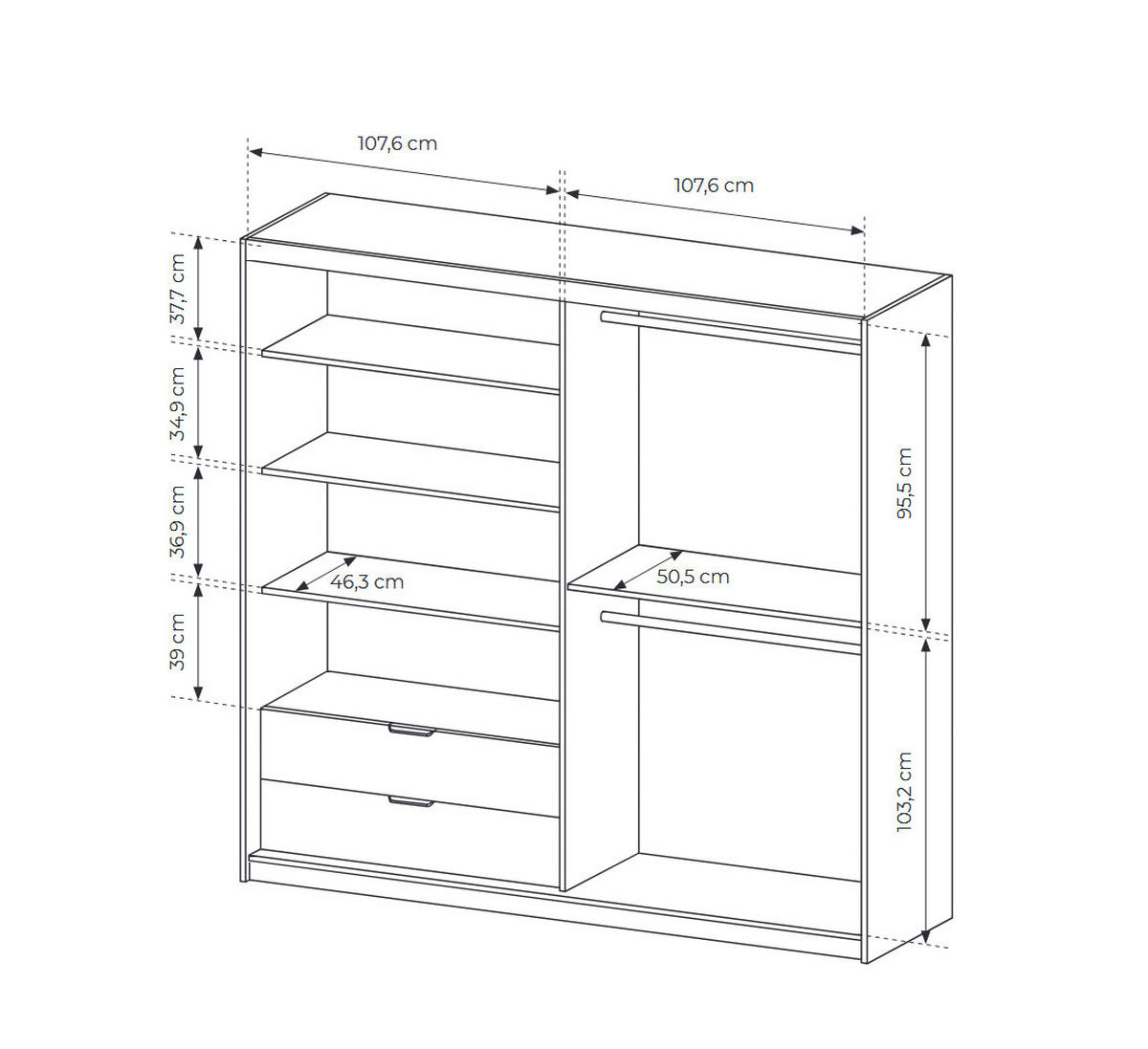 KLEIDERSCHRANK Tally Artisan Eiche / anthrazit 220cm / 60 cm / 210 cm - Eiche Artisan/Braun, Holz/Holzwerkstoff (220/210/60cm) - Feldmann-Wohnen