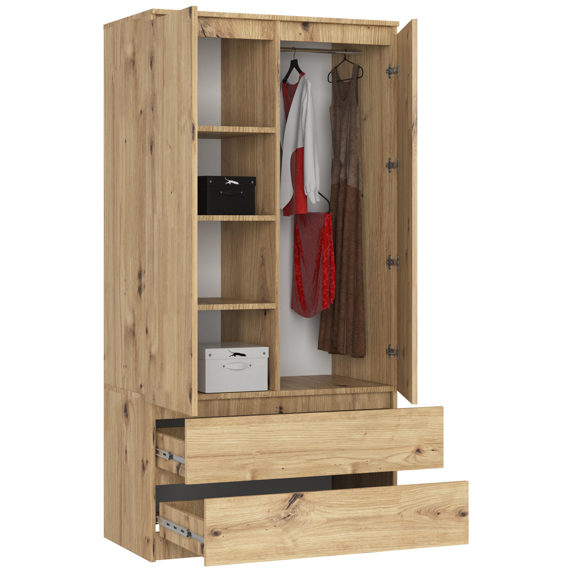 KLEIDERSCHRANK Eiche Artisan 180x51x90 cm - Eiche Artisan, Holzwerkstoff (180/180/51cm) - Akord