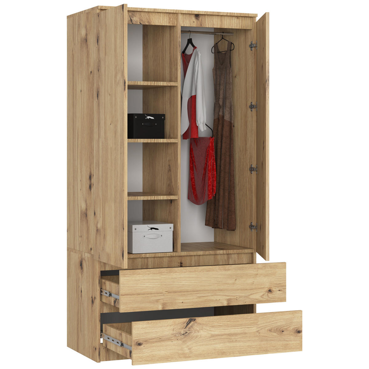 KLEIDERSCHRANK Eiche Artisan 180x51x90 cm - Eiche Artisan, Holzwerkstoff (180/180/51cm) - Akord