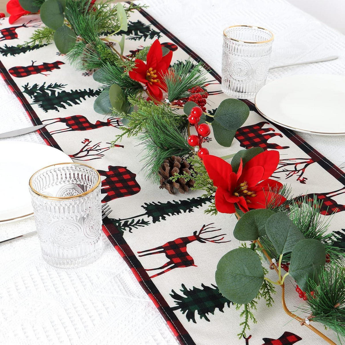 WEIHNACHTSGIRLANDE Künstliche Tannengirlande mit roten Beeren 170 cm - Multicolor, Kunststoff (170cm)
