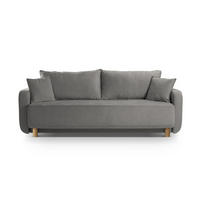 SOFA ausklappbar mit Bettkasten Elen aus strukturiertem Stoff grau 3 Sitzplätze - Grau, Textil (231/86/106cm) - Micadoni