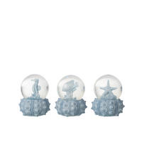 WASSER-GLOBUS MEER (3ER SET) - Blau, Glas/Naturmaterialien (7/8.5/7cm) - J-Line