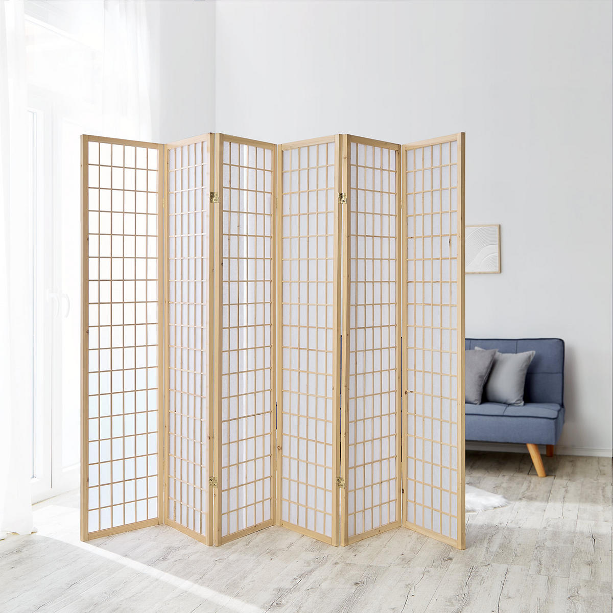 PARAVENT 6-tlg. 264/175 cm Braun Shoji - Braun, Holz (264/175/2cm) - Homestyle4u