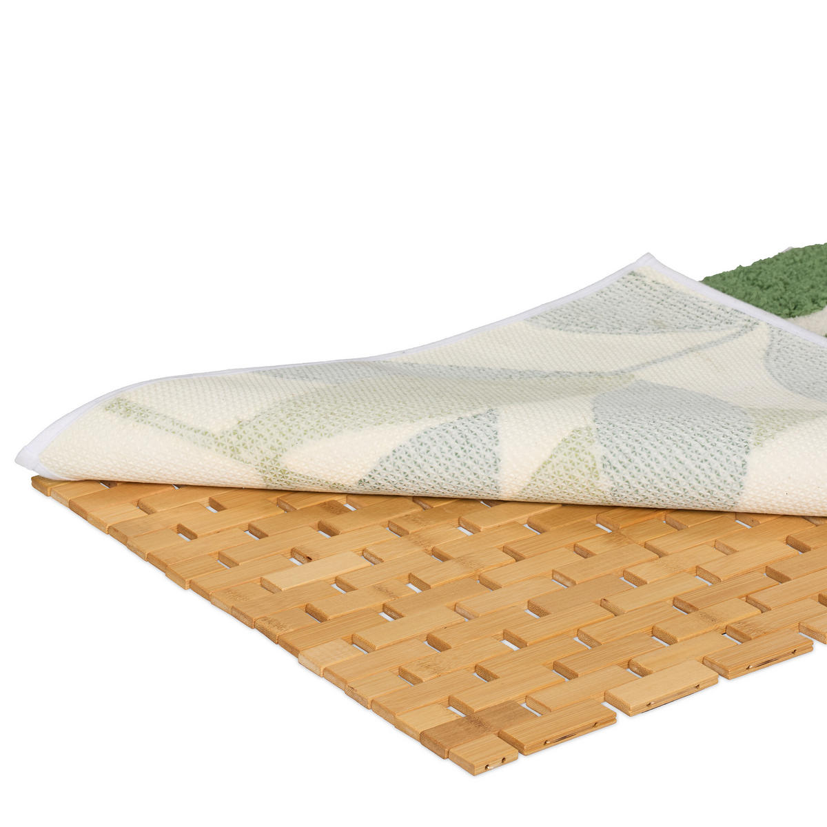 BADEMATTE - Hellbraun, Holz/Textil (70/42cm) - Relaxdays