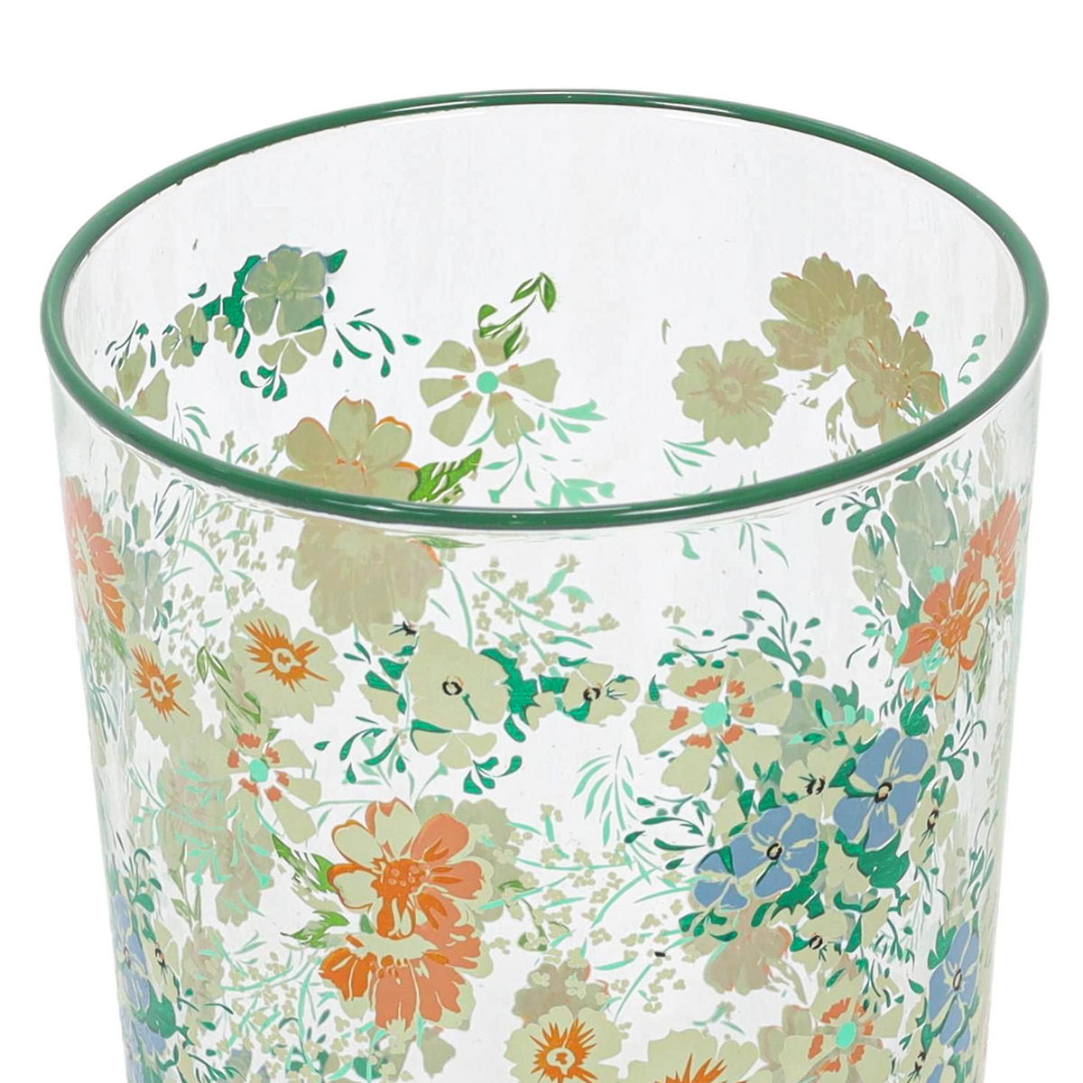 GLAS mit Blumenmuster Grün 510 ml 8,8/8,8/12 cm - Multicolor, Glas (0.51L) - Excellent Houseware