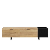 LOWBOARD Naturfarben/Schwarz 180/38/49 cm - Schwarz, Holzwerkstoff (180/49/38cm) - PANGIVO