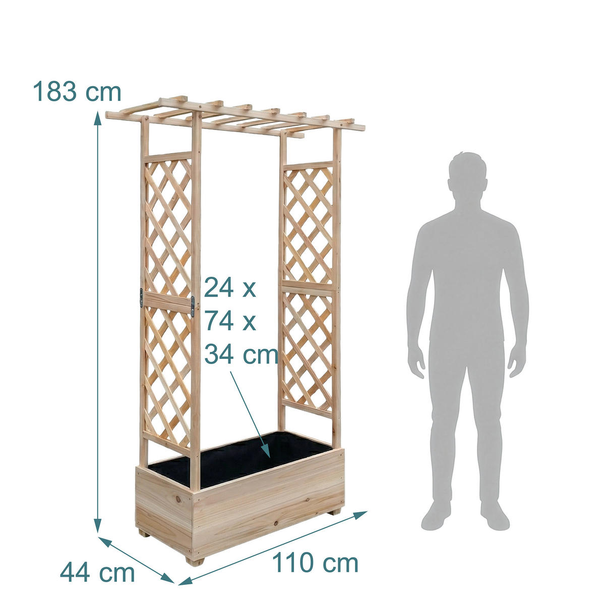 KVĚTINOVÝ box - světle hnědá, dřevo/textil (110/183/44cm) - Relaxdays