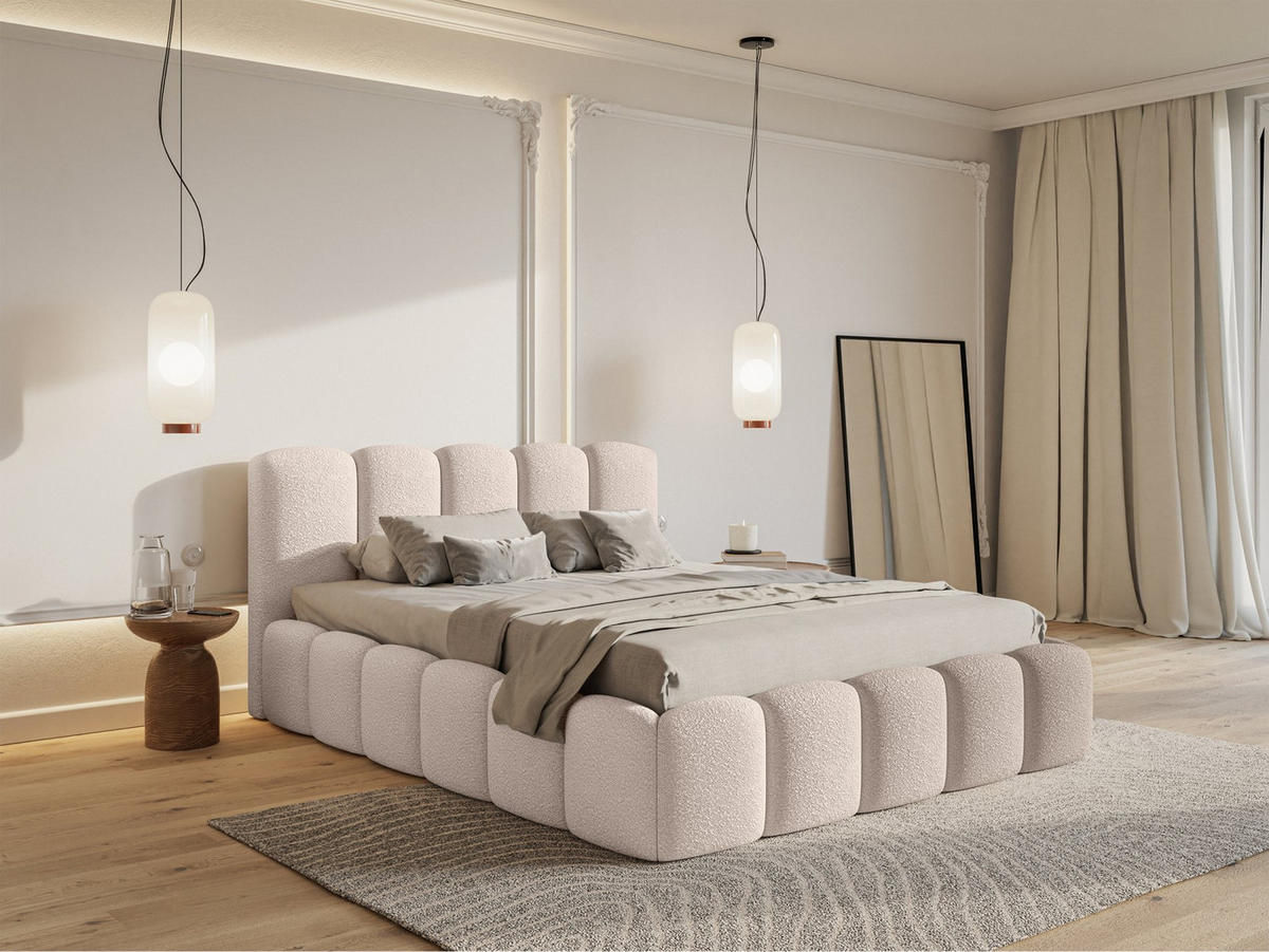 POLSTERBETT Cloudy II Hellbeige 160x200 cm - Ecru, Holz/Textil (160/200cm) - Selsey