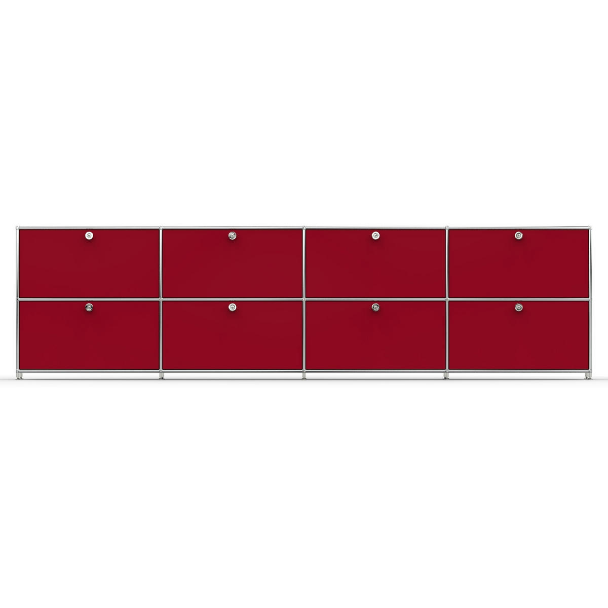 AKTENSCHRANK, 8 Schubladen & Schloss, Breite 302 cm, Rubinrot - Chromfarben/Silberfarben, Metall (40/80.5/302.2cm) - Versee