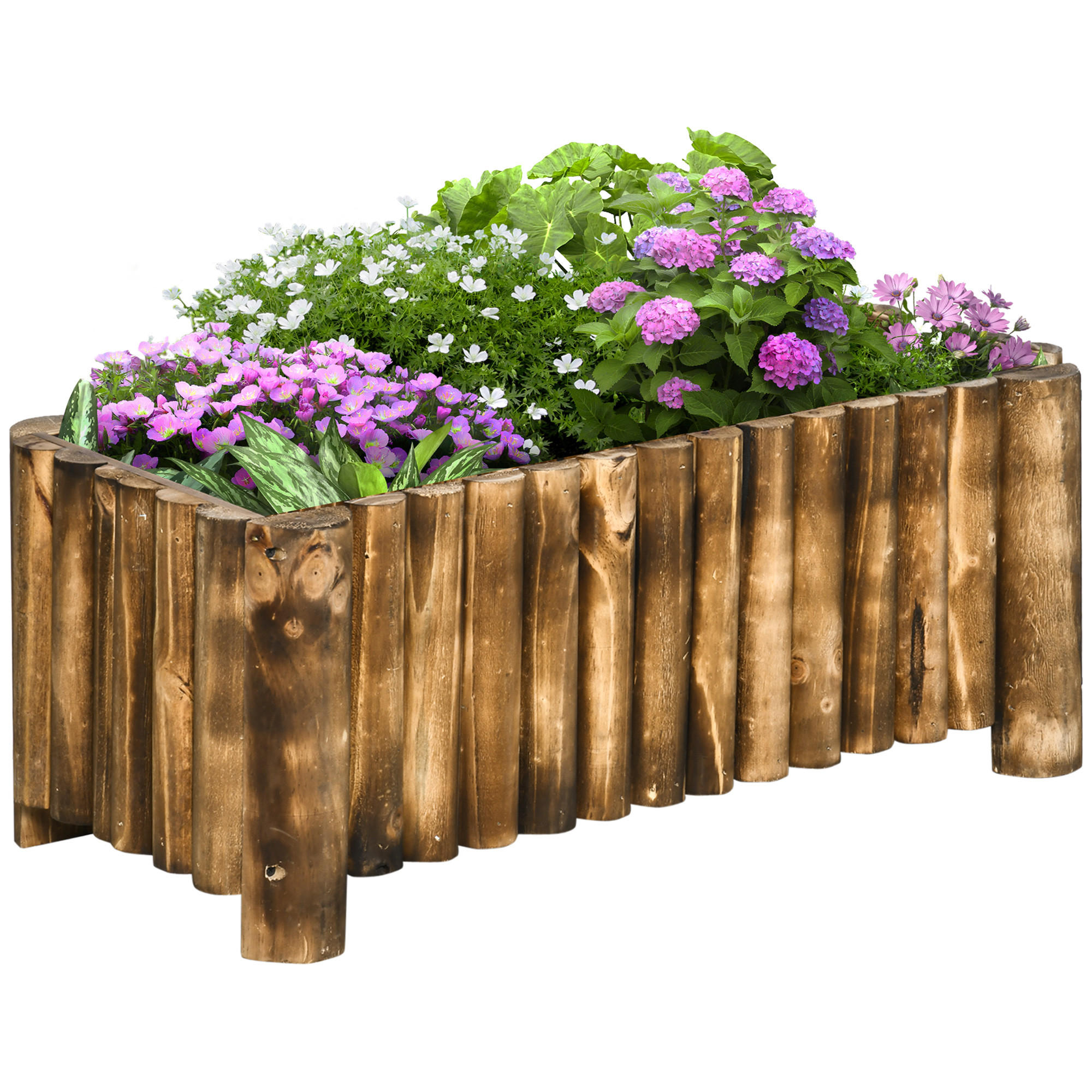 HOCHBEET Pflanzkasten Pflanzbeet Blumenbeet Blumenkasten, Tannenholz, Naturholz - Fichtefarben, Holz (35/30/78cm) - Outsunny