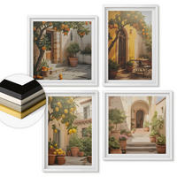 WANDBILDER 4er-Set - 50x50 cm & 40x60 cm Weißer Rahmen - Terrasse mit Zitrusbäumen - Weiß, Kunststoff (50/50cm) - ArtPrintCave