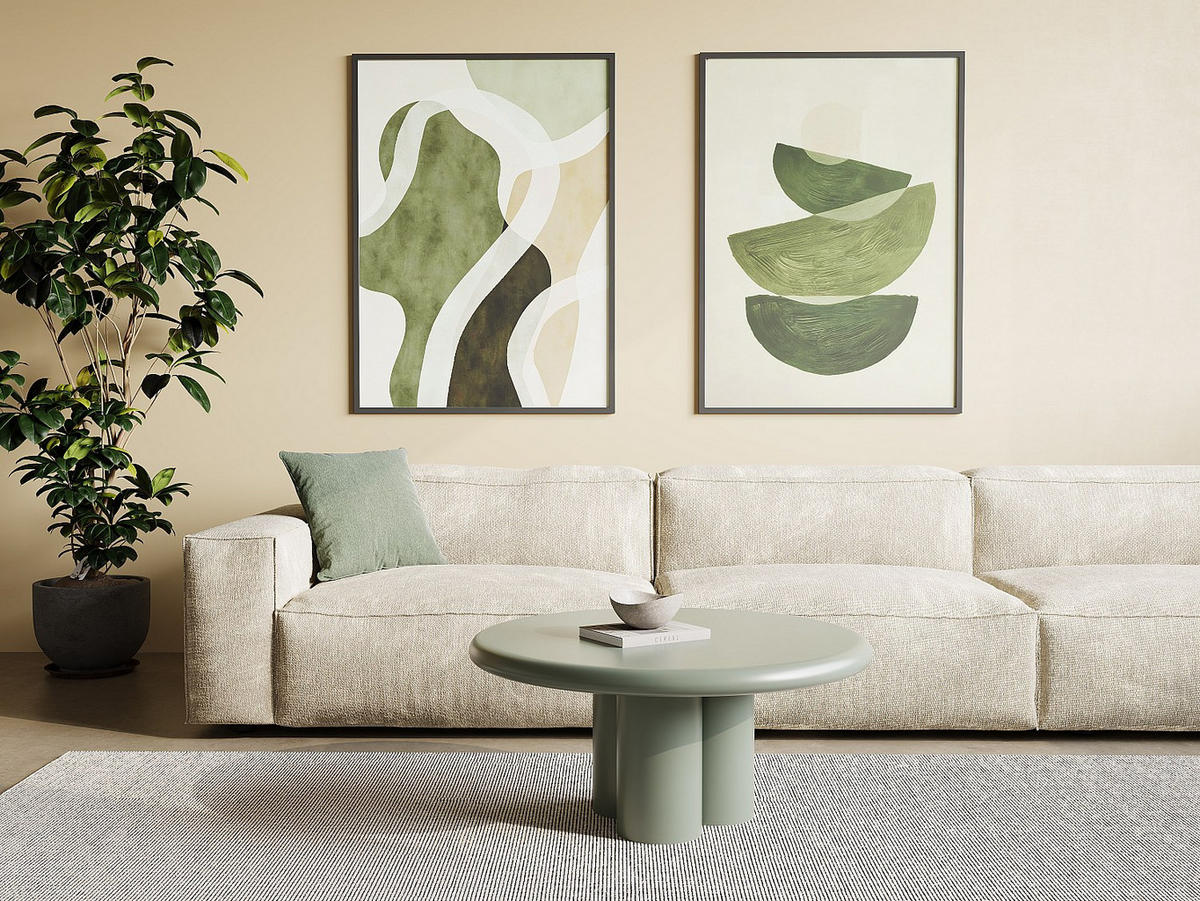 COUCHTISCH - 81 cm x 81 cm - metall - mandelgrün Jorina - Grün, Metall (81/81/38cm) - Vente-Unique