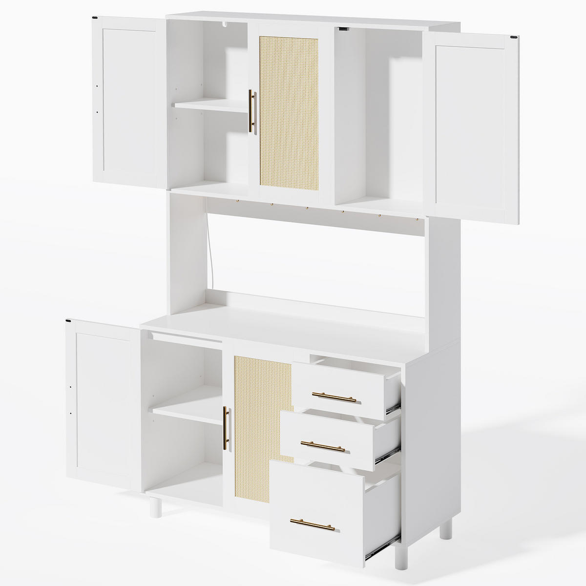 ANRICHTE Küchenanrichte aus MDF mit LED-Beleuchtung und verstellbaren Einlegeböden Weiß - Weiß, Holzwerkstoff (100/183/40cm) - Modenvie