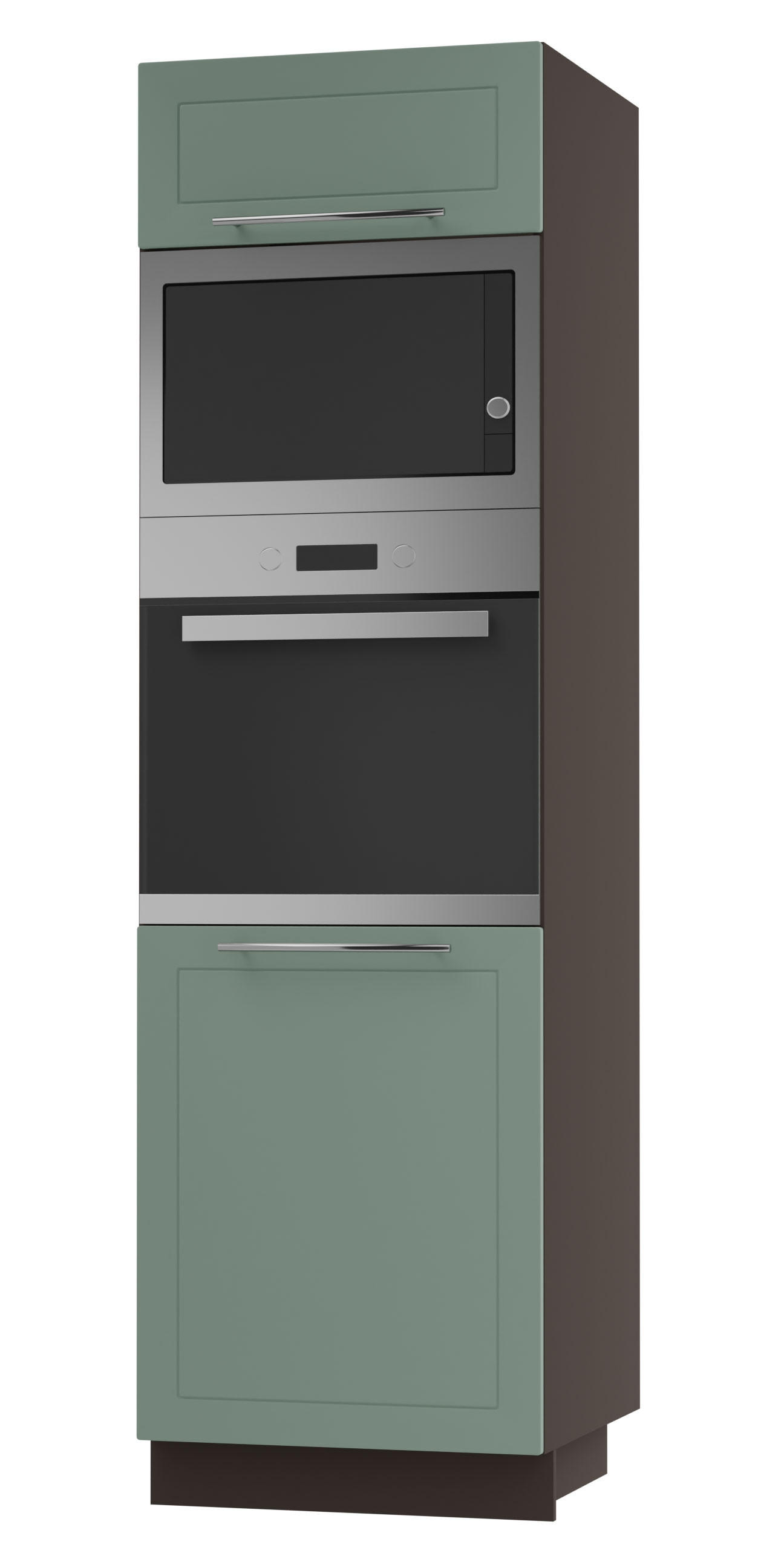 Feldmann-Wohnen Backofen-Hochschrank Mintgrün, Dunkelgrau 60x207x59 cm