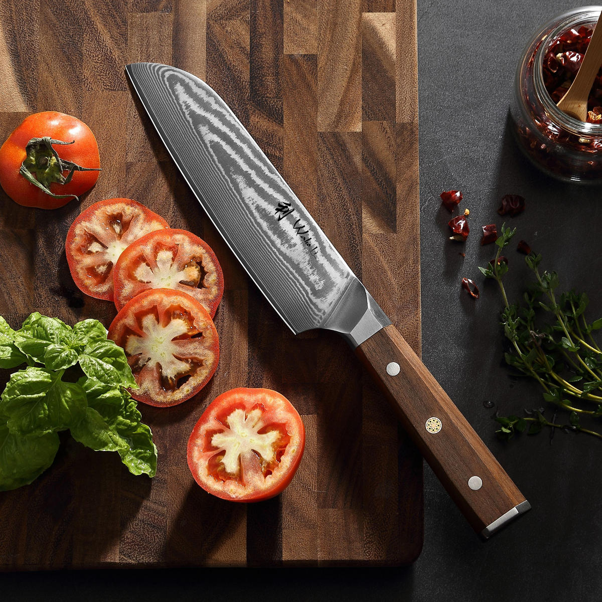 SANTOKUMESSER 18 cm - Nussbaumfarben, Holz/Metall (31cm) - Wakoli