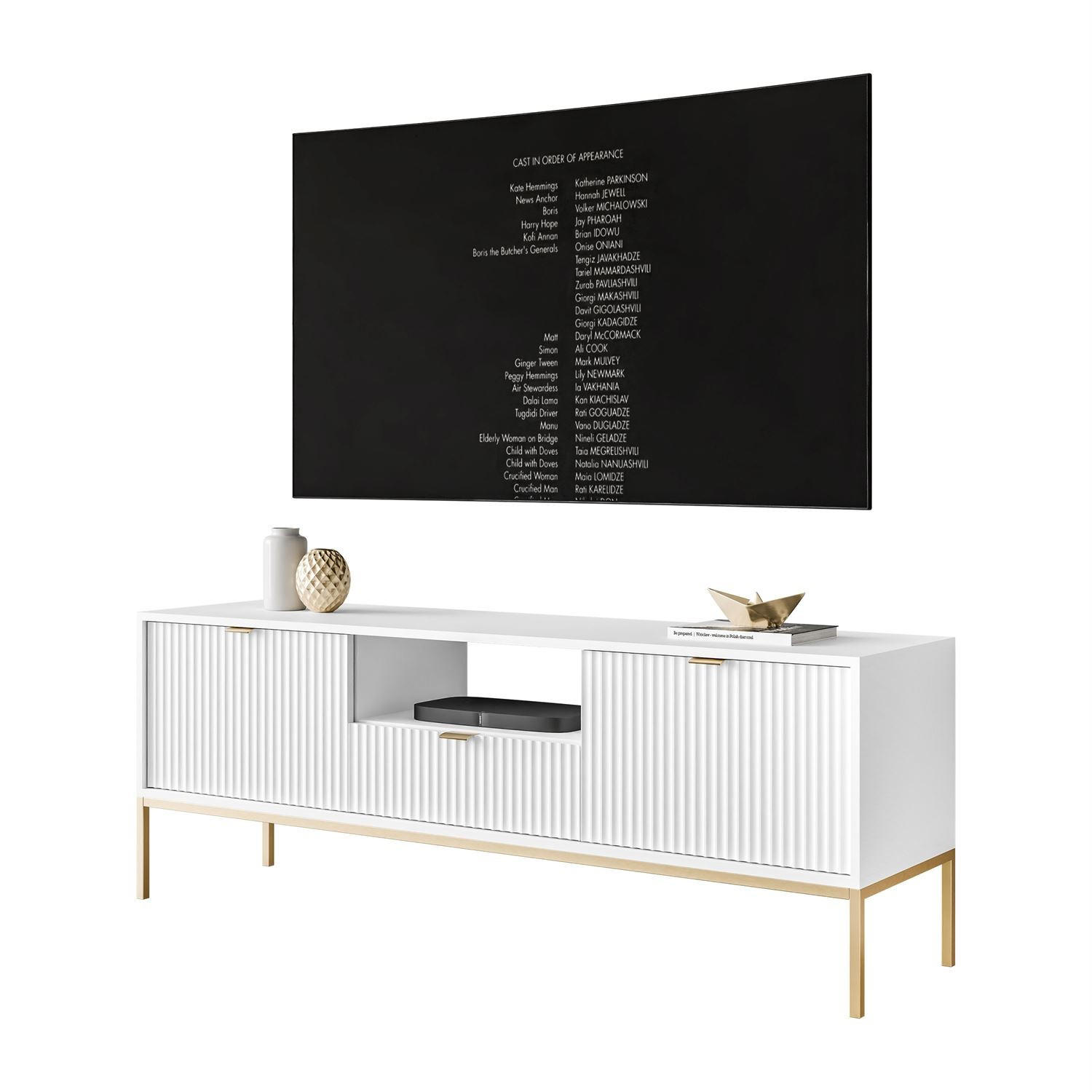 TV-ELEMENT CORTADO GOLD RTV154 WEISS - Weiß, Holzwerkstoff (154/56/39cm) - Lookway