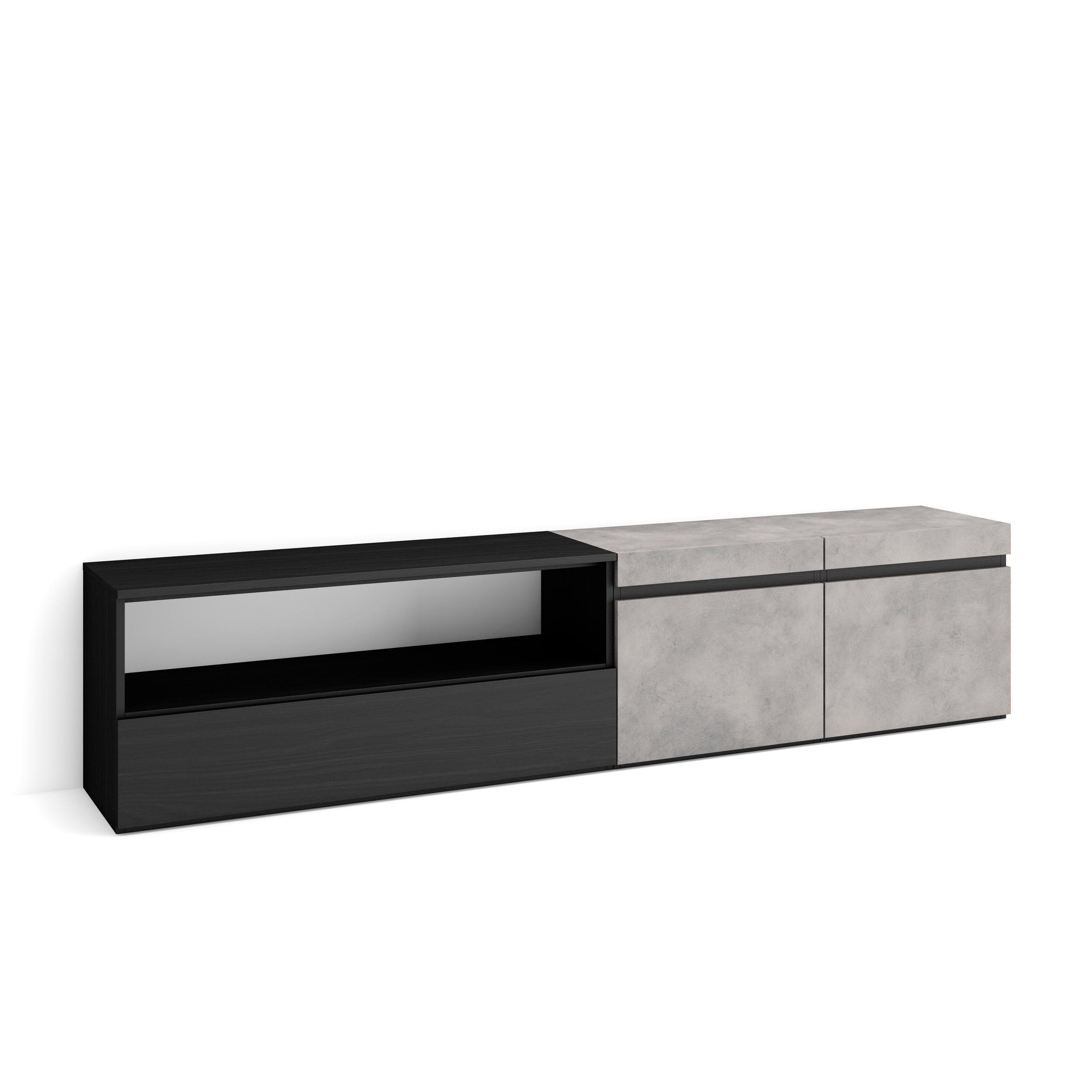 Skraut Home Lowboard Grau, Hellgrau 200x45x35 cm
