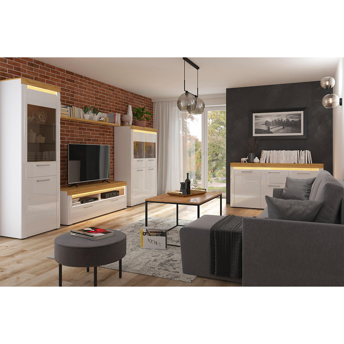 SIDEBOARD Nara Weiß und Holz - Weiß, Holzwerkstoff (170/90/42cm) - Petits-meubles