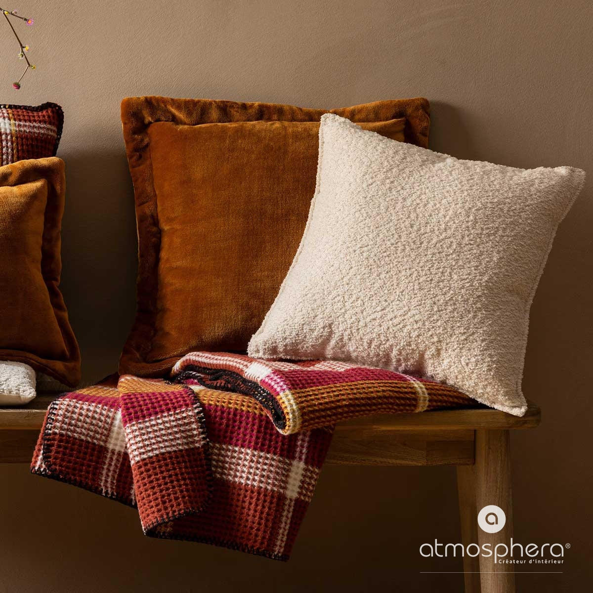 DEKOKISSEN Bouclé Soana 45/45 cm - Creme, Textil (45cm) - Atmosphera Createur d´interieur