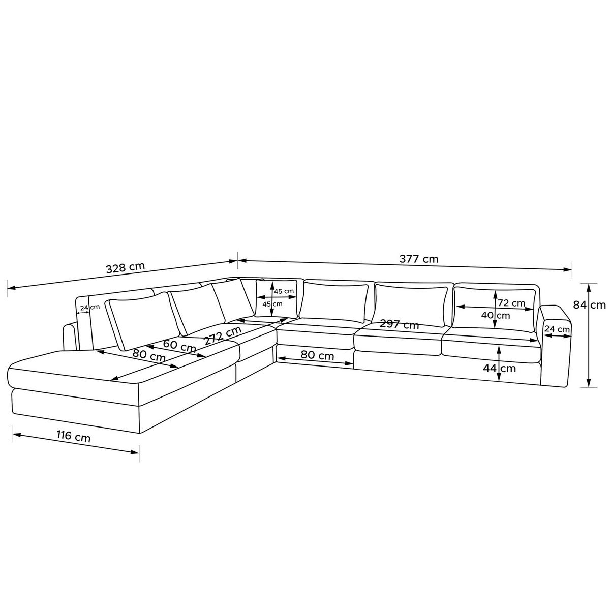 ECKSOFA XL links VERUS - Beige, Holz/Holzwerkstoff (377/328cm) - KONSIMO®