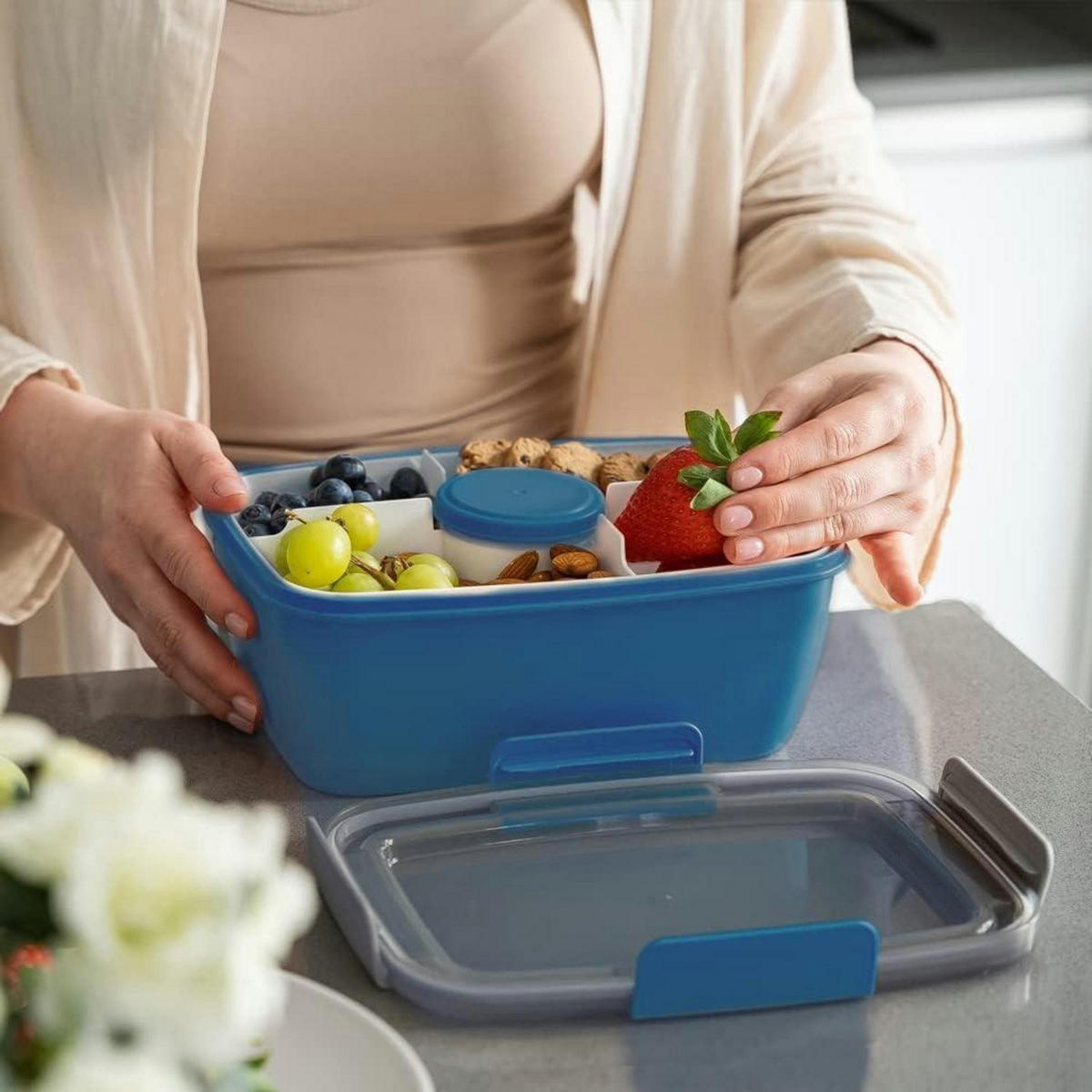 LUNCHBOX 2000ml Blau - Blau, Kunststoff (12.5/9.6/23.5cm)