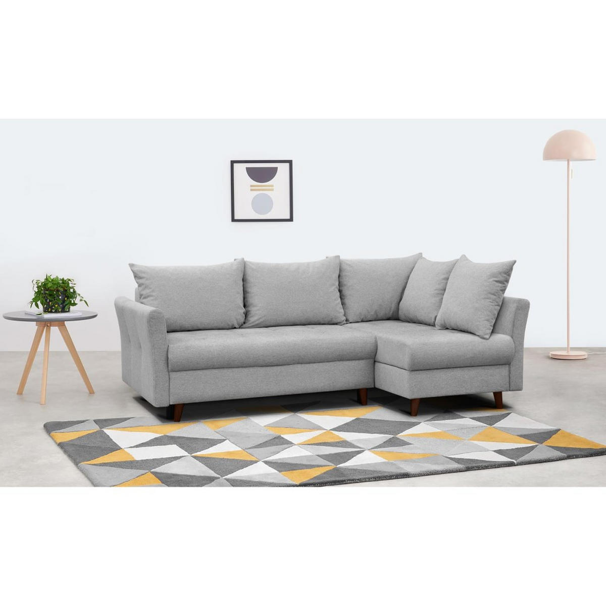 ECKSCHLAFSOFA Neron mit 2 Bettkasten und Beine in Wengefarbe, Hellgrau, rechts - Wengefarben/Hellgrau, Textil (233/148cm) - Beautysofa