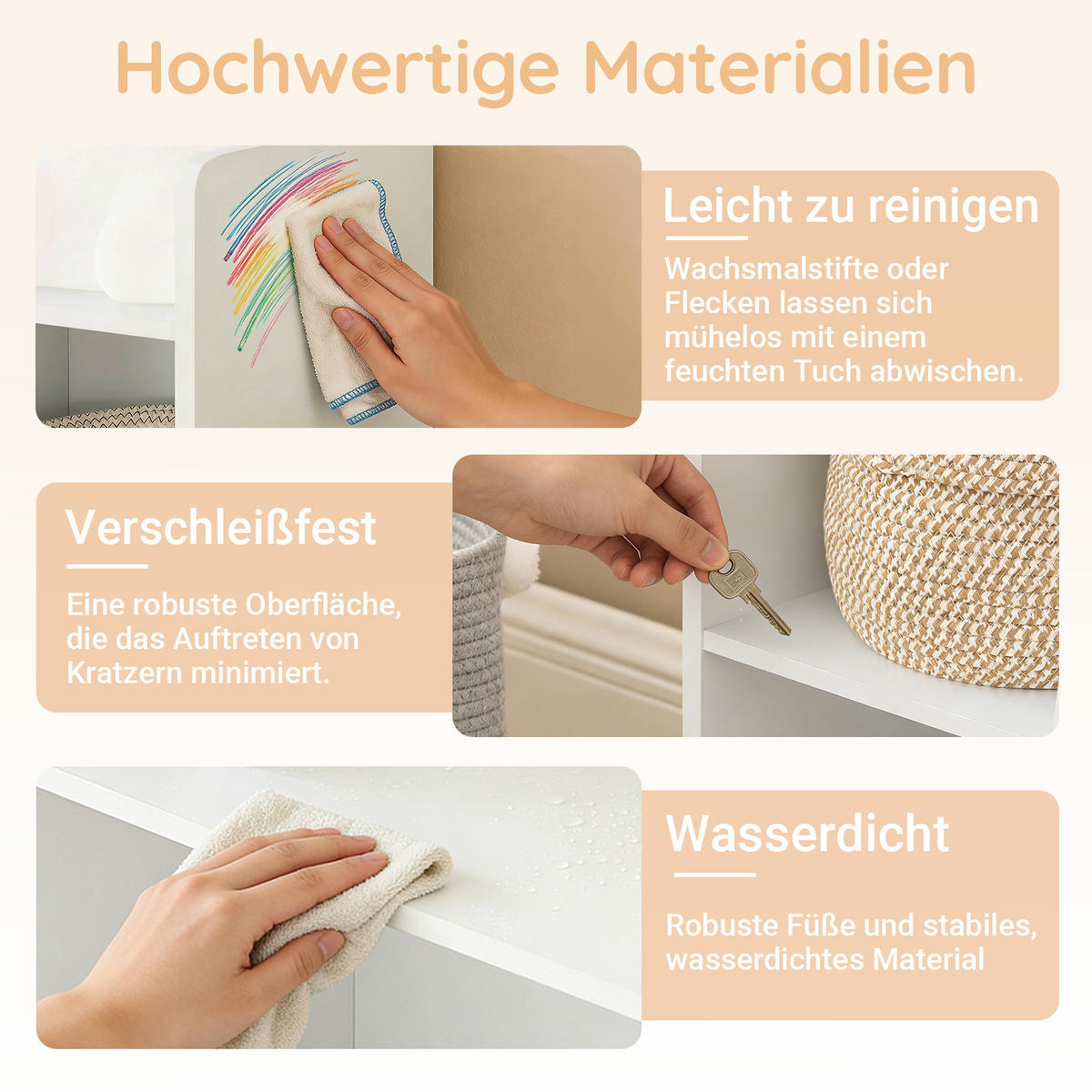 KINDERREGAL Montessori mit 8 Fächern, 106 x 104 x 30 cm, Weiß, Bücherregal, oberes Ablagefach, Kippschutz - Weiß, Holzwerkstoff (106/104/30cm) - SoBuy