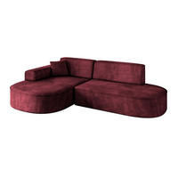 ECKSOFA Ottomane Links MARI-L1 - 243x171x79 cm Bordeaux Velours - Bordeaux/Schwarz, Holzwerkstoff/Kunststoff (243/171cm) - ALTDECOR