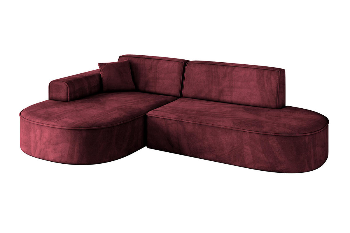 ECKSOFA Ottomane Links MARI-L1 - 243x171x79 cm Bordeaux Velours - Bordeaux/Schwarz, Holzwerkstoff/Kunststoff (243/171cm) - ALTDECOR