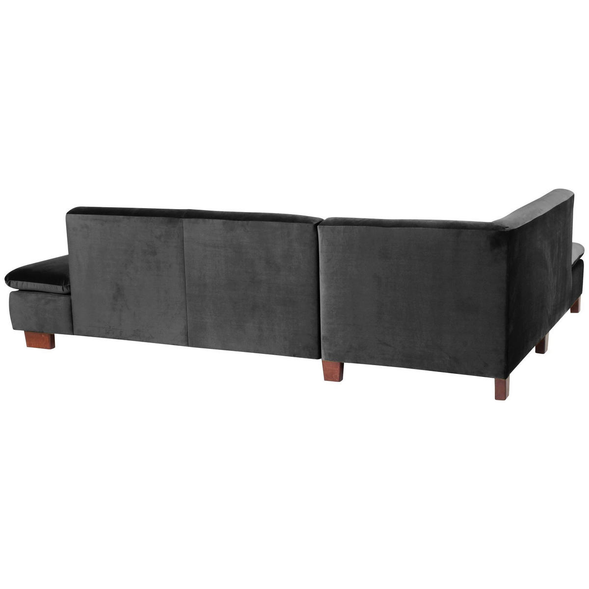 ECKSOFA mit Ottomane links Kaye Bezug Samtvelours Buche nussbaum dunkel / schwarz - Schwarz, Kunststoff (190/270cm) - 58aufmkessel
