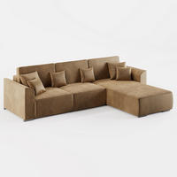 ECKSOFA LUMO L Rechts Beige Velours-Stoff mit Schlaffunktion und Bettkasten - Beige, Textil (293/195cm) - Barchello