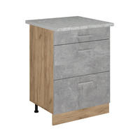 SPODNÍ SKŘÍŇKA KUCHYŇSKÉ LINKY R-Line Beton - šedá/medově dubová, kompozitní dřevo (60/81.6/60cm) - Vicco