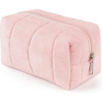 KULTURTASCHE gesteppt Baumwolle Blumenmuster Rosa - Rosa, Textil (10/9/17cm)