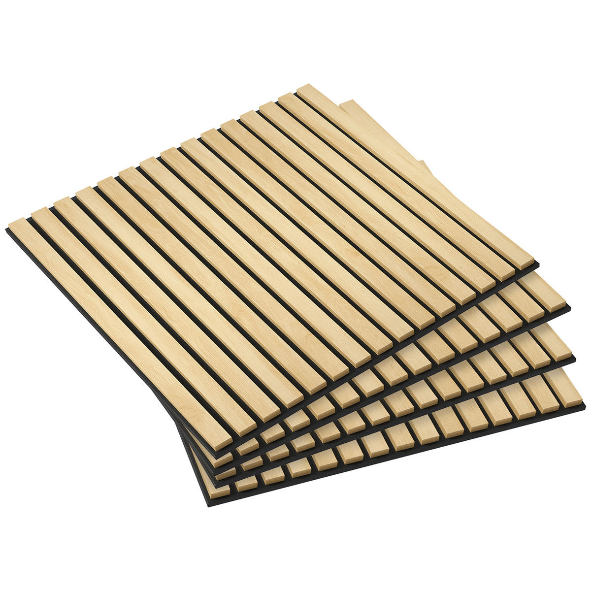 AKUSTIKPANEELE 4 Stück - Eiche Bianco, Holzwerkstoff (60/2.1/60cm) - HOMCOM