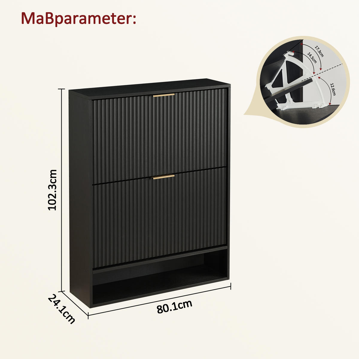 SCHUHSCHRANK Schwarz 80/24/102 cm - Schwarz, Holzwerkstoff (80/102/24cm) - PANGIVO